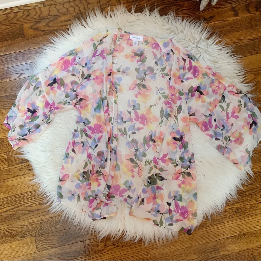 Floral watercolor kimono